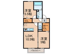 ワレア城前B棟の物件間取画像